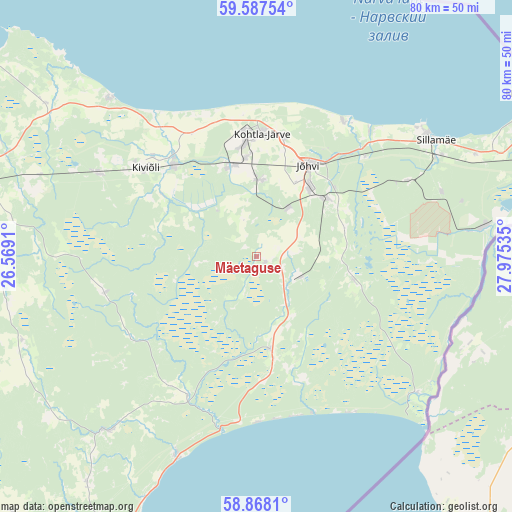 Mäetaguse on map