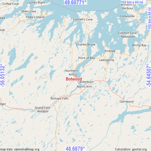 Botwood on map
