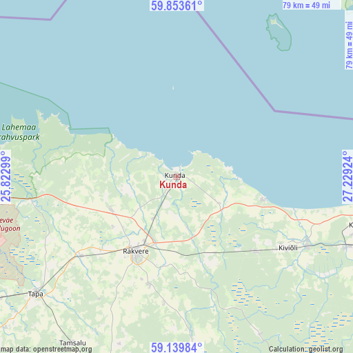 Kunda on map