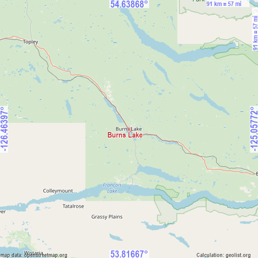 Burns Lake on map