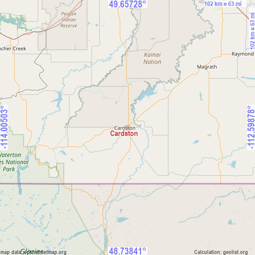 Cardston on map