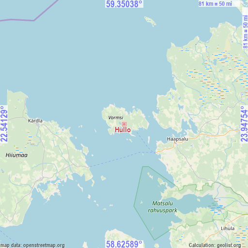Hullo on map