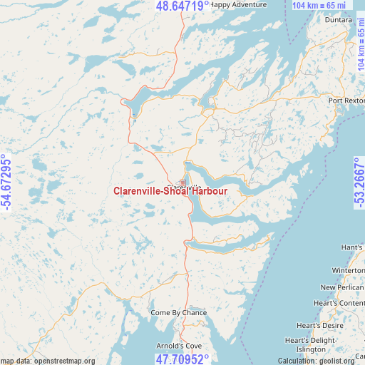 Clarenville-Shoal Harbour on map