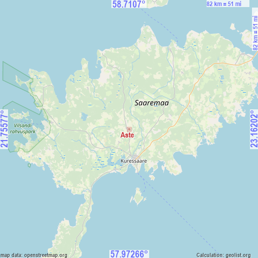 Aste on map