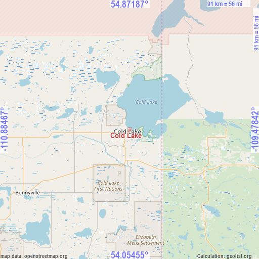 Cold Lake on map