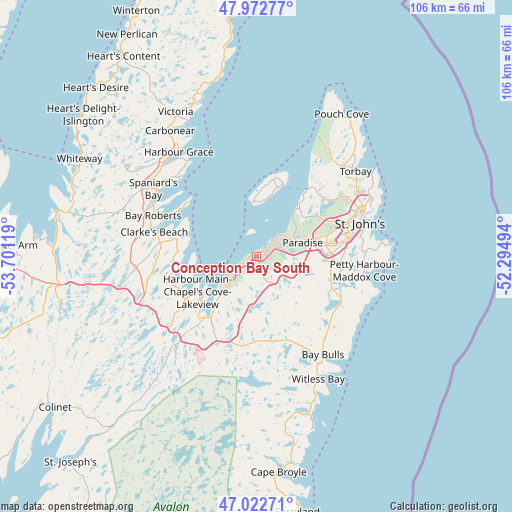 Conception Bay South on map