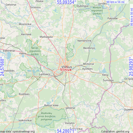 Vilnius on map
