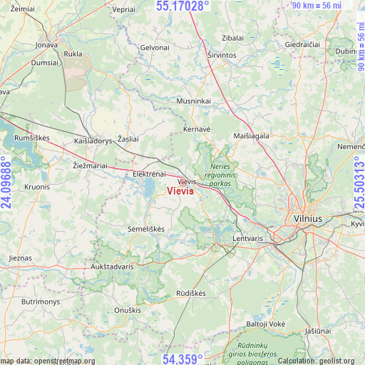 Vievis on map