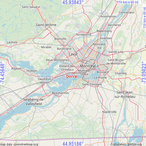 Dorval on map