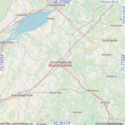Drummondville on map