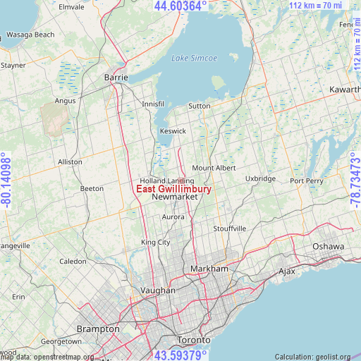 East Gwillimbury on map