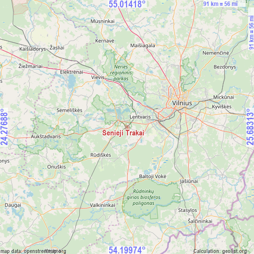Senieji Trakai on map