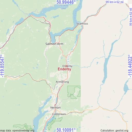 Enderby on map