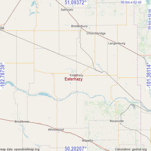 Esterhazy on map