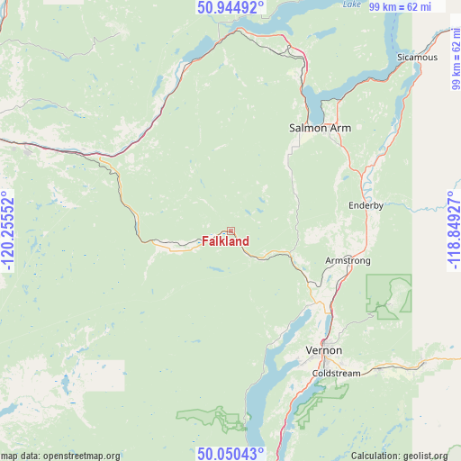 Falkland on map