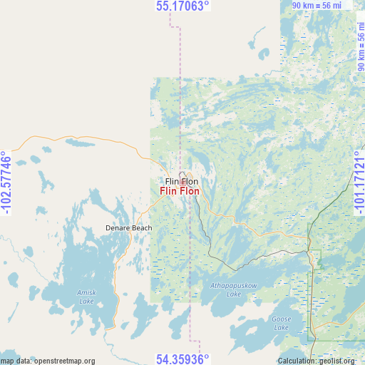 Flin Flon on map