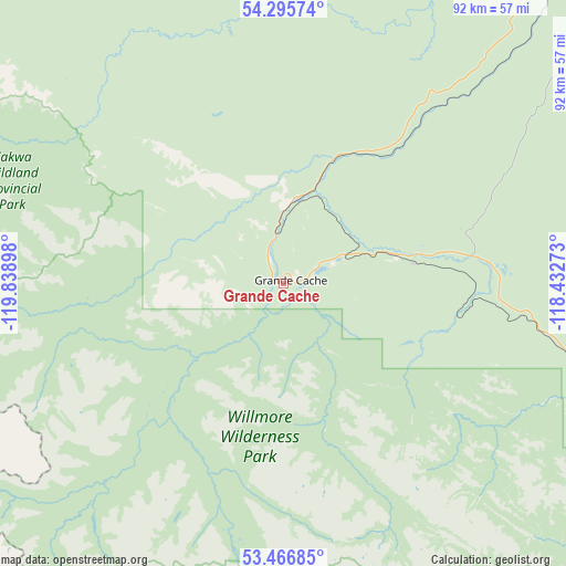 Grande Cache on map