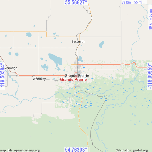 Grande Prairie on map