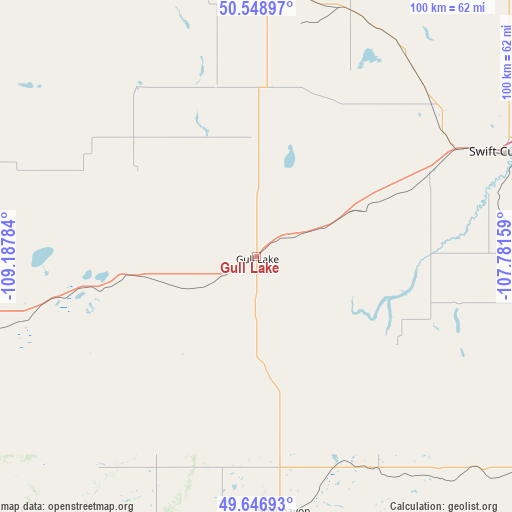 Gull Lake on map