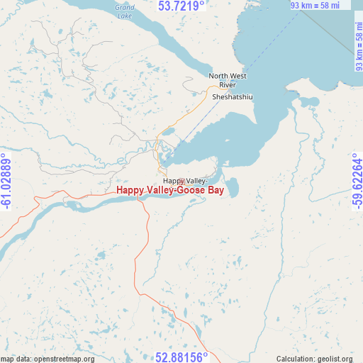 Happy Valley-Goose Bay on map