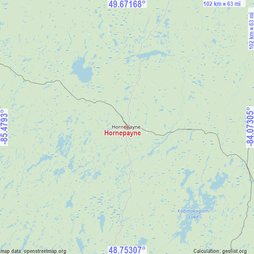 Hornepayne on map