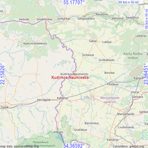 Kudirkos Naumiestis on map