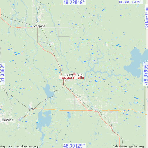 Iroquois Falls on map