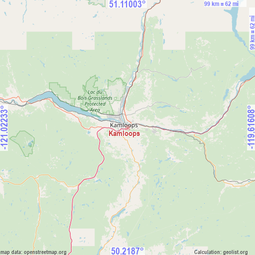 Kamloops on map