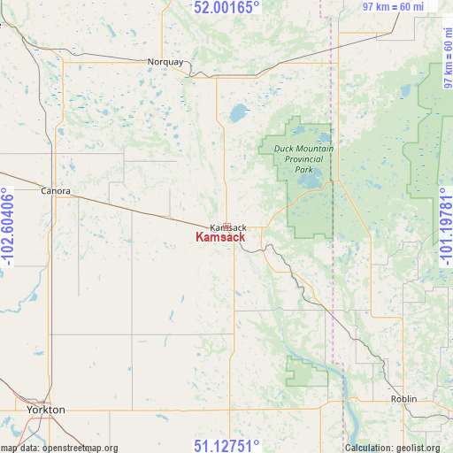 Kamsack on map