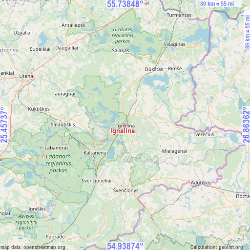 Ignalina on map