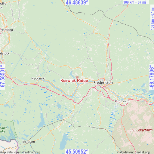 Keswick Ridge on map