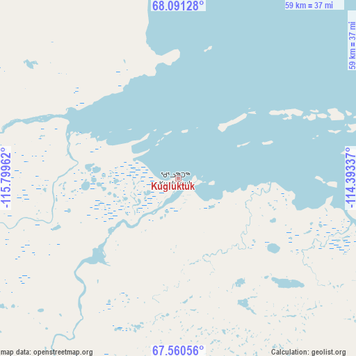 Kugluktuk on map