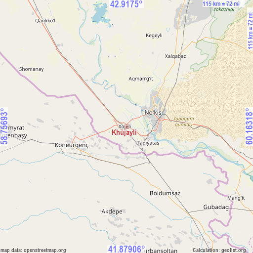 Khŭjayli on map