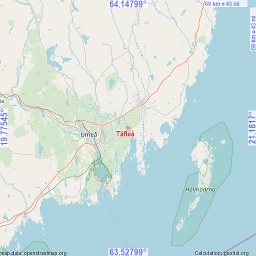 Täfteå on map