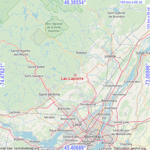 Lac-Lapierre on map