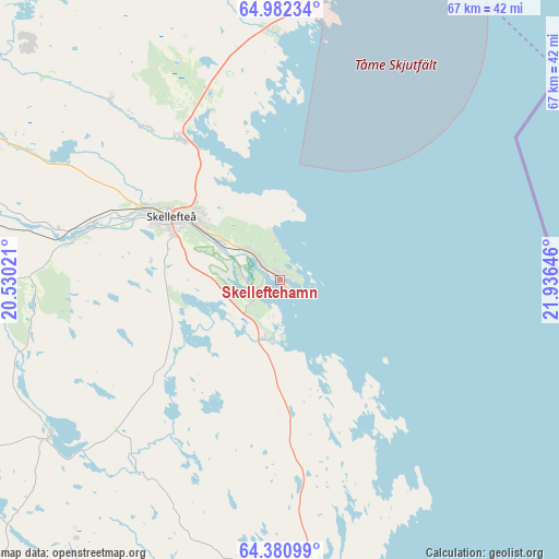 Skelleftehamn on map