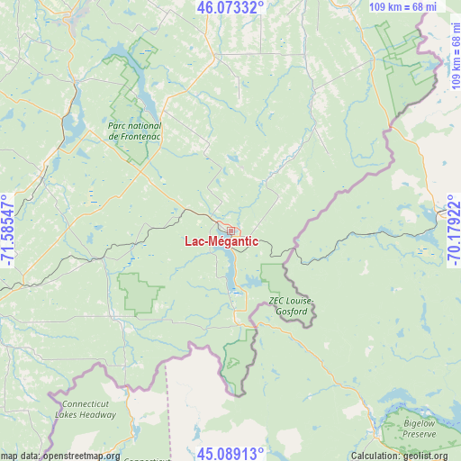 Lac-Mégantic on map