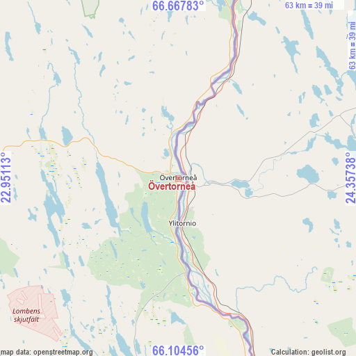 Övertorneå on map