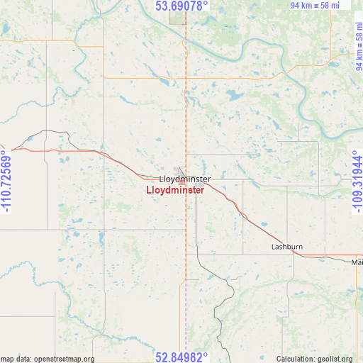 Lloydminster on map