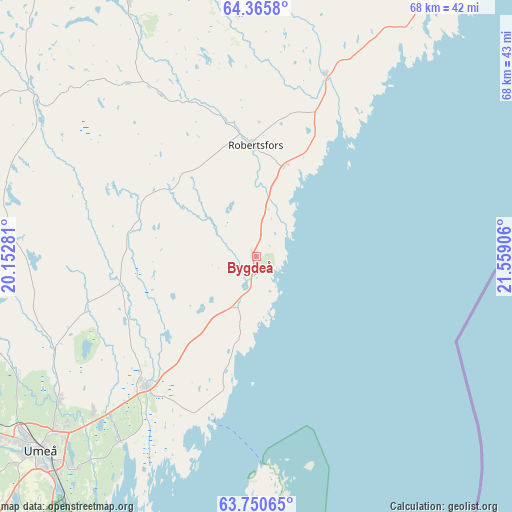 Bygdeå on map