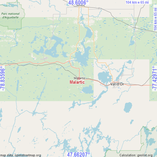 Malartic on map