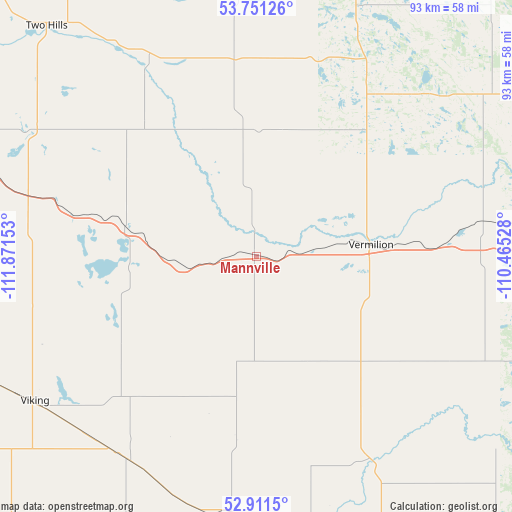 Mannville on map