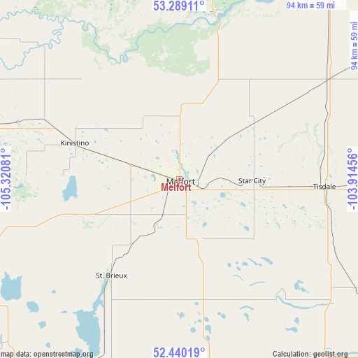 Melfort on map
