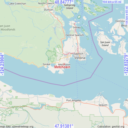 Metchosin on map
