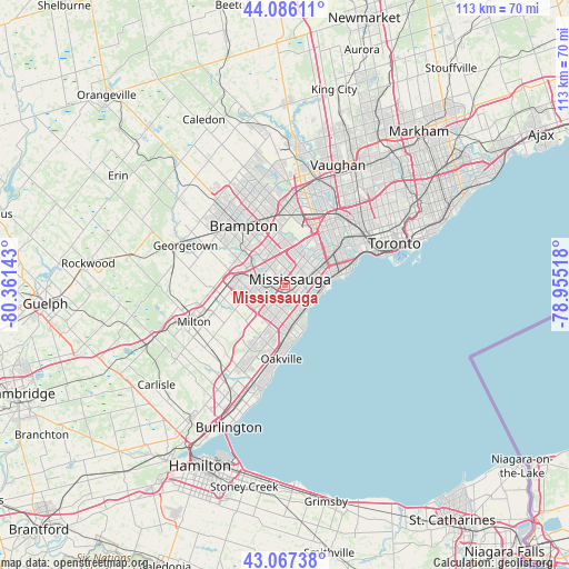 Mississauga on map
