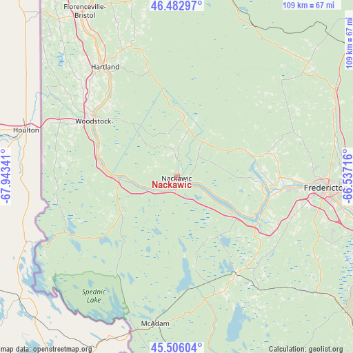 Nackawic on map