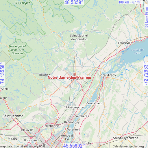 Notre-Dame-des-Prairies on map