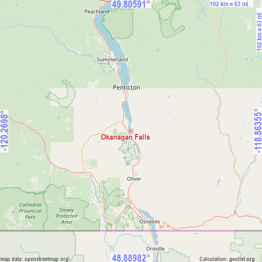 Okanagan Falls on map