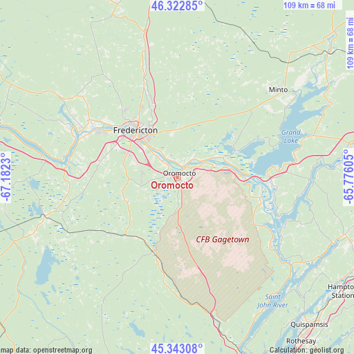 Oromocto on map