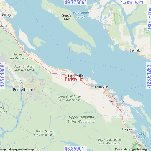 Parksville on map